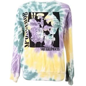 NICKELODEON Sponge Bob Tie-Dyed Long Sleeve Sweatshirt Women's S